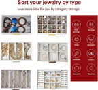 BOOVO Jewelry Boxes for Women, White and Black 6 Layer Large Jewelry Box for Necklace, Bracelet, Earrings, Rings Storage, Jew
