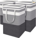 BlissTotes 3-Pack Laundry Basket, Freestanding＆Waterproof Laundry Hamper, Collapsible Tall Clothes Hamper with Easy Carry Han