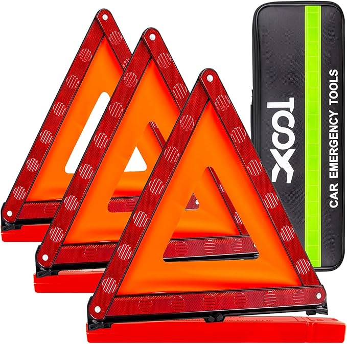 XOOL Warning Triangle, Emergency Warning Triangles for Vehicles, Reflective Triangle, Emergency Warning Reflector Safety Tria