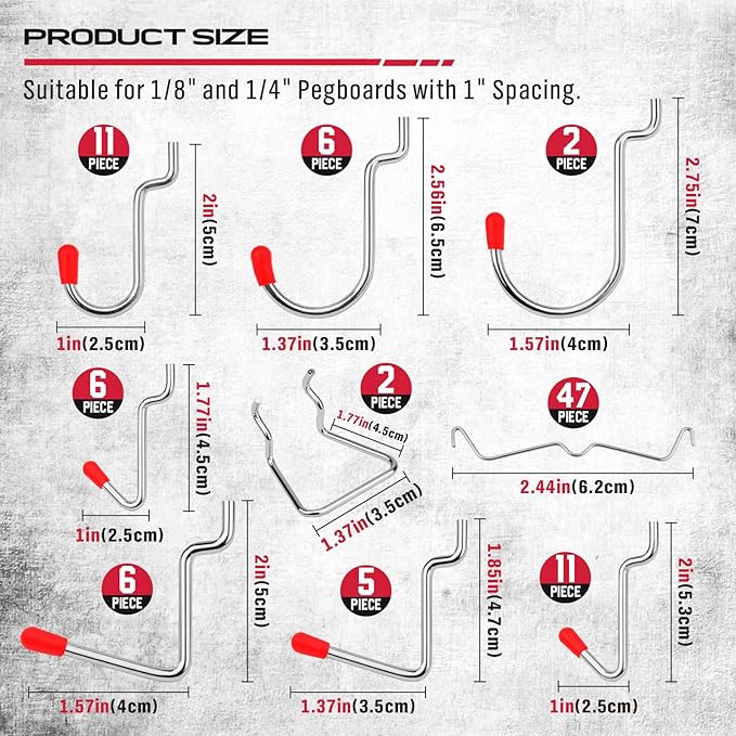 Ultimate 121-Piece Pegboard Hooks Set, Pegboard Accessories with Metal Hooks, Durable Peg Board Organizer Accessories, Pegboa