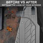 CAR PASS Floor Mats for Cars M-L Size, Heavy Duty Rubber Floor Mats with Trunk Cargo Liner, Universal Trim-to Fit Automotive Floor mats for Truck Van SUV Waterproof All Weather Car Mats All Gray