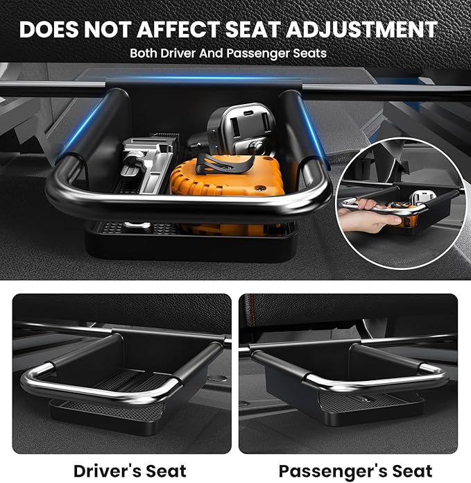 2PCS Center Console Organizer Gear Shift Tray & Front Under Seat Hidden Storage Box for Jeep Wrangler JL JLU 2025 2024-2018 & 2020 2021 2022 2023 2024 2025 Jeep Gladiator JT Truck Interior Accessories