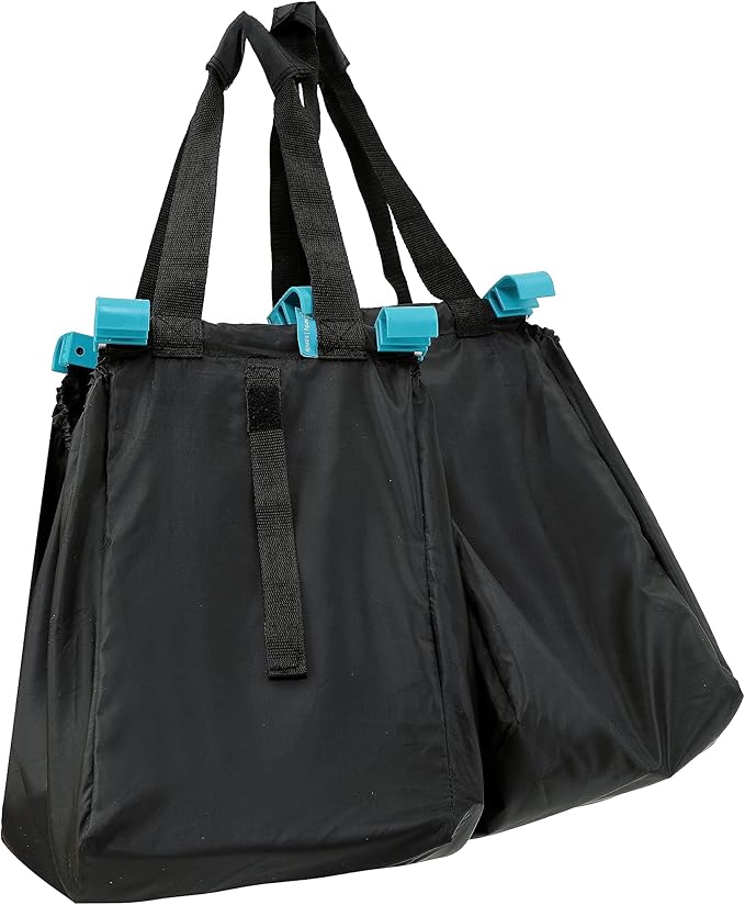 Handy Sandy 3-Pack Reusable Grocery Cart Bags – Foldable Shopping Organizers with Universal Cart Clips, PE Board Base