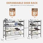 STORAGE MANIAC Expandable Shoe Rack, 16 Pairs Stackable Small Shoe Rack, Metal Adjustable Shoes Organizer for Closet, Entrywa