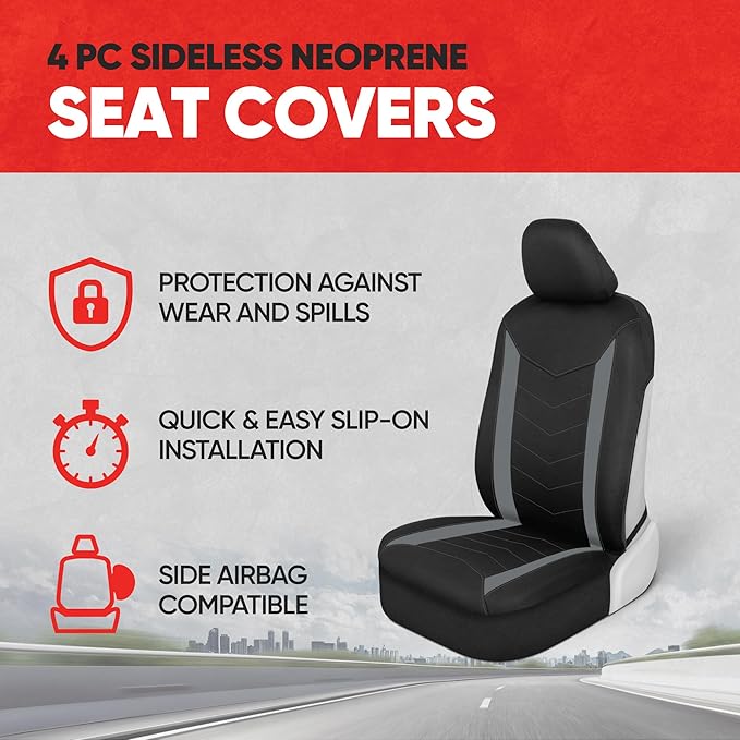 Motor Trend (2) Car Seat Covers for Front Seats with (2) Trimmable Car Floor Mats – Universal Fit Auto Accessories for Cars, 