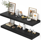 Dreamland 48" Floating Shelves for Wall, 12" Deep Thicker Black Floating Shelves, Wall-Mounted Shelves for Bedroom, Living Ro