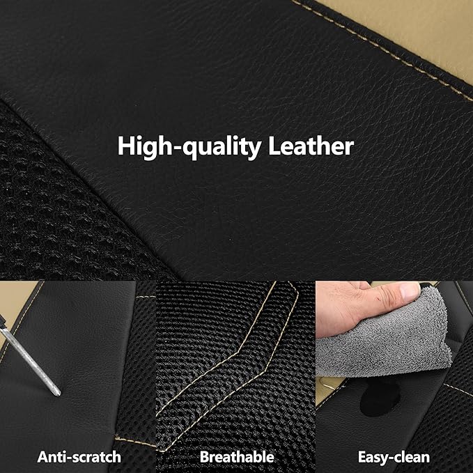 Beige Seat Covers,Sport and Breathable Seat Covers, Anti-Slip Universal Fit Automotive for Cars Sedan SUV and Truck(2 Pieces,
