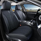 Coverado Front Seat Covers, Waterproof Seat Covers, 2 Pack Nappa Leather Car Seat Covers, Black Seat Covers for Cars, Automot