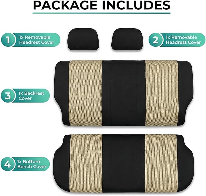 FH Group Automotive Rear Car Seat Covers for SUV, Trucks, Sedan and More - Universal Fit Rear Solid Bench Design Interior Acc