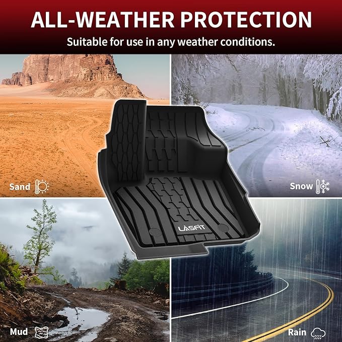 LASFIT Floor Mats Fit for Ford Fusion 2020-2017 (Include Hybrid)/ for Lincoln MKZ 2020-2017 All Weather Protection TPE Custom Fit 2020 2019 2018 2017 Floor Liners Accessories, 1st & 2nd Rows, Black