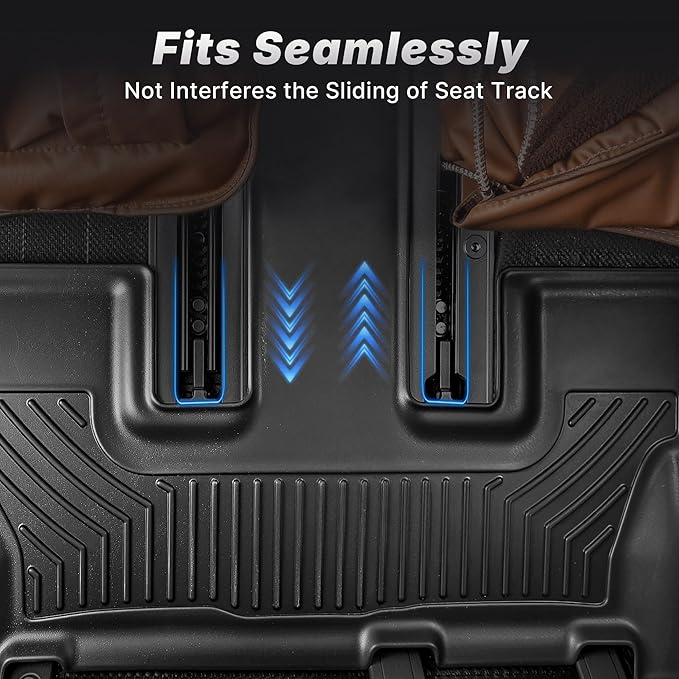 OEDRO Floor Mats for Chrysler Pacifica 2017-2025 2026 (No Hybrid Models), Fit 7 and 8 Passenger Model, 3D Custom All-Weather Protection Full Set TPE Floor Liners