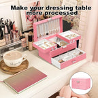 Dajasan Jewelry Organizer Box, Large Jewelry Boxes for Women Girls, Space-Saving 3 Layers Jewelry Storage Case with Drawer, G