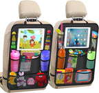 XBRN 2 Pack Car Backseat Organizer, Car Seat Organizer Kick Mats Back Seat Protector with 11" Tablet Holder, Car Storage Organizer for Kids,10 Storage Pockets Travel Accessories