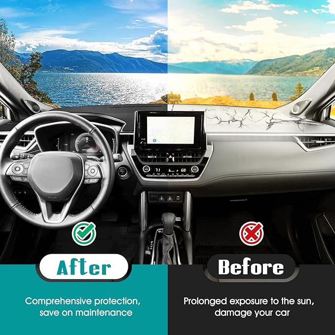 FIILINES Dash Cover for 2022-2026 Toyota Corolla Cross, Dashboard Mat Accessories Dash Cover Sunshade Nonslip Mesh Protector 
