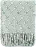 BATTILO HOME Sage Green Throw Blanket for Couch, Boho Bed Throws for Home Decor, Light Blue Throw Blanket for Sofa Living Roo