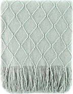 BATTILO HOME Sage Green Throw Blanket for Couch, Boho Bed Throws for Home Decor, Light Blue Throw Blanket for Sofa Living Roo