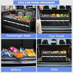 Car Trunk Organizer, Car Storage Organizer, Collapsible Multi Compartment for Car, Suv, Sedan, Truck, 100L, Extra Larger