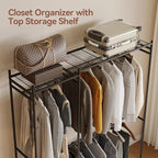 Portable Wardrobe Closet, Clothes Rack for Bedroom with Hanging Area and Storage Shelves, Tall Freestanding Clothes Organizer