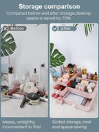 ONXE Makeup Organizer with Drawers,Large Capacity Countertop Organizer for Vanity,Bathroom and Bedroom Desk Cosmetics Organiz