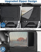 JOYTUTUS Rear Wrangler Side Window Sun Shade Camping Window Insect Screen Compatible with 2007-2026 Wrangler JK JL 4 Doors Gladiator JT, Car Window Covers for Privacy Blackout 2 Pcs