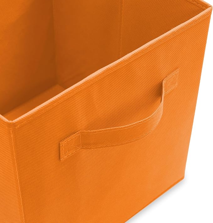 Casafield Set of 6 Collapsible Fabric Cube Storage Bins, Orange - 11" Foldable Cloth Baskets for Shelves, Cubby Organizers & 