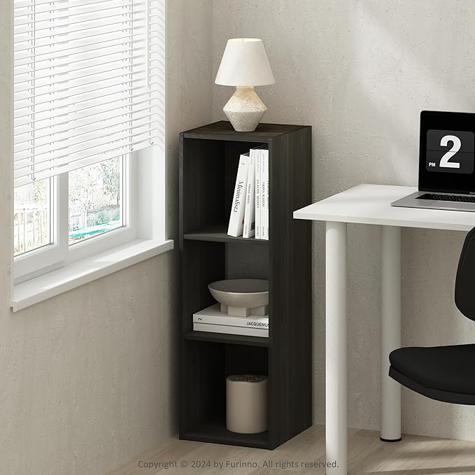 Furinno PELLI Book Shelf, 3-Cube Bookshelf, Cube Storage Organizer Bookcase, 11.7 x 12.1 x 35.4, for Living Room, Bedroom, Ho