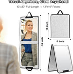 LPHUMEX Foldable Full Length Mirror Glitter Silver, 13x33 Portable Body Mirror for Travel, Dance, Festival