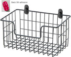 JUNCHU CHERRY Wire Storage Basket 2 Packs, Wall Mounted Kitchen Bathroom, Hanging Cabinet Door Storage Basket, no Drilling, S