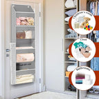 Light Grey Over Door Wrapping Paper Organizer Storage with 3 Removable Drawers & Side Pockets –Dual Use Design with Elastic S