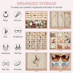 AKOZLIN 6-Tier Jewelry Box Organizer Functional 5 Drawers Leather Jewelry Storage Case for Women Girls Ring Necklace Earring 