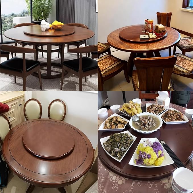Wooden Dining Table Turntable, 35.4" Round Lazy Susan Turntable Silent Smooth, Easy to Clean for Dining Table Kitchen (90cm/3