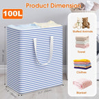 3 Pack Large Laundry Basket,Waterproof & Freestanding Laundry Hamper,Collapsible Clothes Hampers with Easy Carry Long & Reinf