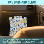 Car Trash Bag Fall Yellow Berries and Leaves Leak-Proof Car Garbage Bag with Drawstring Foldable Canvas Trash Bin with Adjustable Buckle for Car Accessories, Travelling, Camping