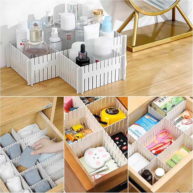 Ohlove 20Pcs Drawer Organizer Dividers 17"x2.8" Adjustable Storage Organizer Separator for Socks, Underwear, Makeup, Kitchen,