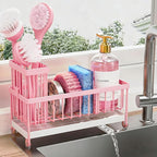 Cisily Sponge Holder for Kitchen Sink, Sink Caddy Organizer with High Brush Holder, Kitchen Countertop Organizers and Storage
