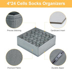 Joyoldelf Sock Drawer Organizer Divider Underwear Organizer 24-cell Fabric Dresser Drawer Organizers Storage Boxes for Socks 