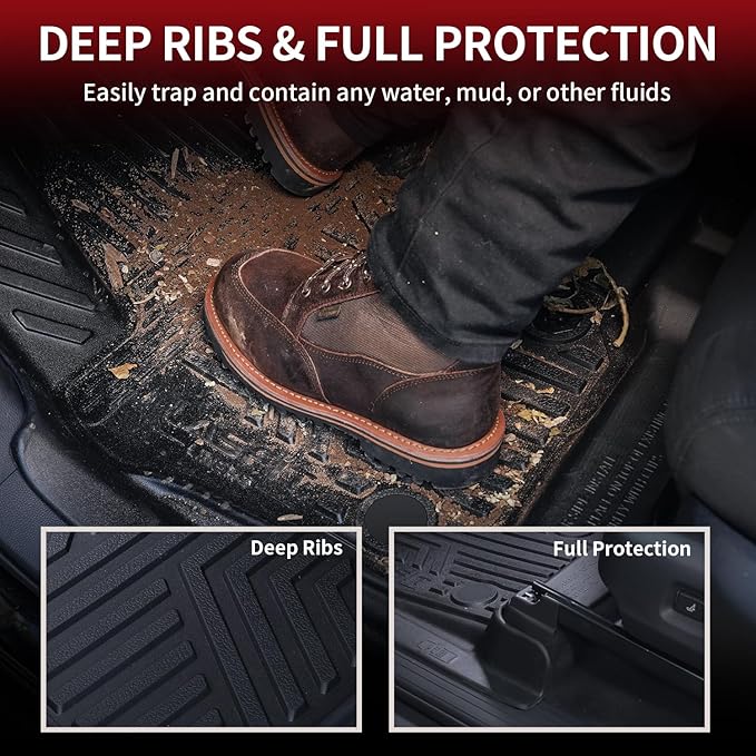 LASFIT Floor Mats for Toyota Tacoma 2024 2025 2026 Double Cab Auto Tran (Not fit Hybrid) All Weather Floor Liner for Tacoma TRD/SR/SR5/limited TPE Custom Fit Car Mats Front&Rear 2 Row Mats