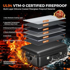 Grothery 5200°F Fireproof Document Box with Lock, Hard Case Fire Proof Safe for Home Document Safe Detachable Accordion File 