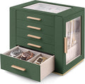 Homeanda Jewelry Box for Women with Glass Lid, 5 Drawers Jewelry Organizer and Storage for Necklaces, Rings, Earrings, Bracel