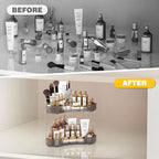 Asayuee 2-Tier Corner Bathroom Counter Organizer with Top Toothbrush Holders,Large Makeup Organizer Countertop with Brush Hol