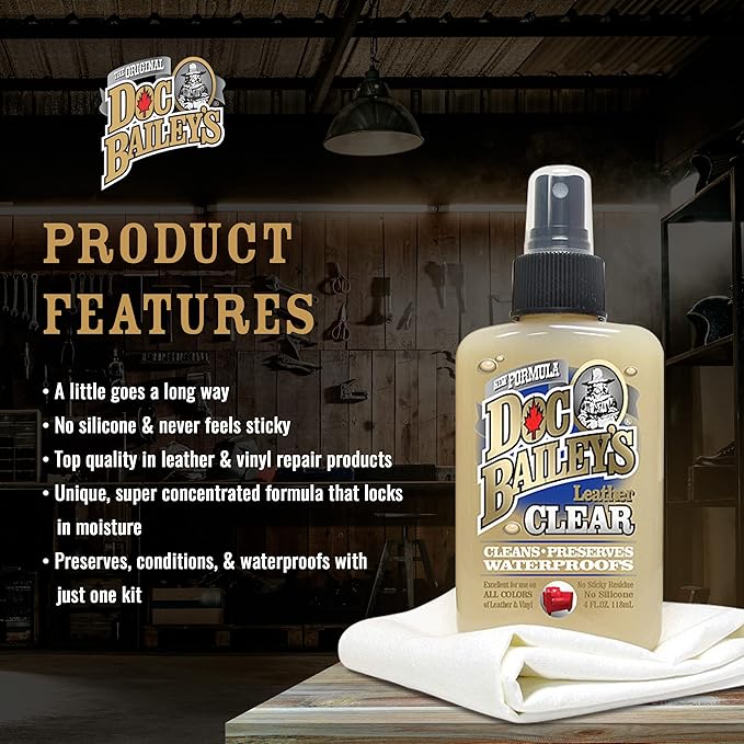 Doc Baileys “Clear” Formula Kit for Professional Detailers | Clean and Waterproof Blue, Pink, Red, and Brown Shades of Leathe