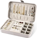 Luxury Small Travel Jewelry Box with Earring Compartments, Rectangle Jewellery Organizer Case for Women,Valentine's Day Gift 