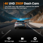 4K Dash Cam Front with Built-in WiFi, Dash Camera for Cars, 32GB Card Included, Super Night Vision Dash Camera, Loop Recordin