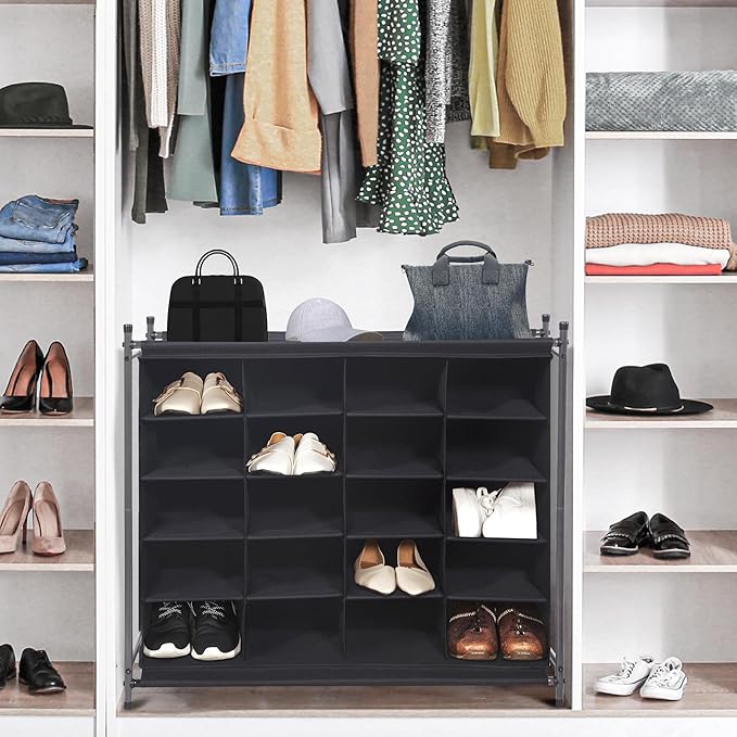 STORAGE MANIAC Stackable Shoe Cubby Organizer, Free Standing Shoe Cube Rack for Entryway, Bedroom, Apartment, Closet, 20-Cube