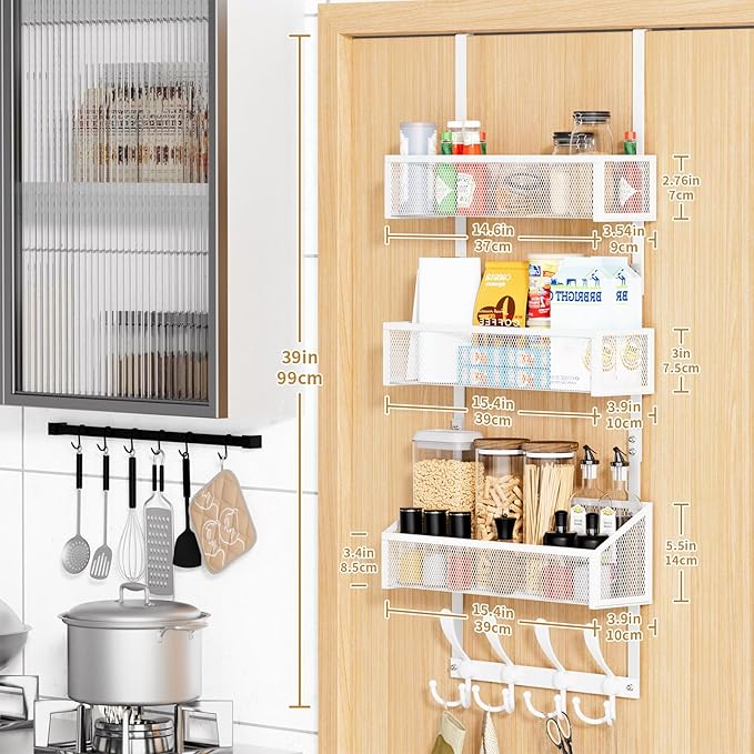 Kaiferty Over The Door Hooks Organizer, Coat Rack Over The Door Storage Hanger Towel Rack, Back of Door Storage Organizer for
