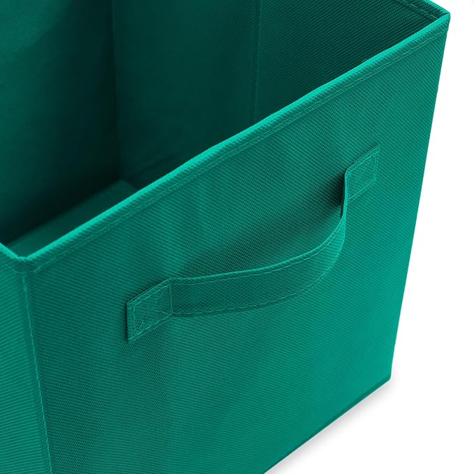 Casafield Set of 6 Collapsible Fabric Cube Storage Bins, Teal - 11" Foldable Cloth Baskets for Shelves, Cubby Organizers & Mo