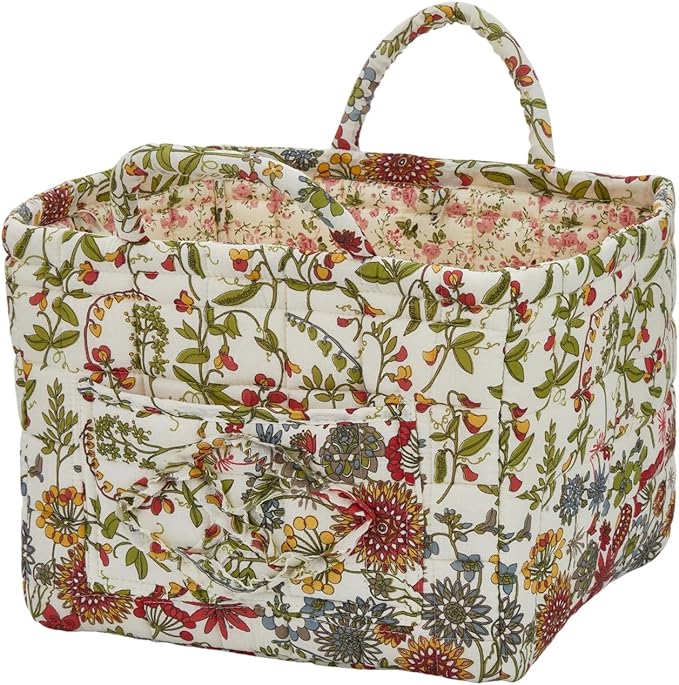 Boho Fabric Storage Basket, Large Capacity Laundry Basket, 12.2'' x 10.23'' x 10.23'' Collapsible Laundry Hamper with Easy Ca
