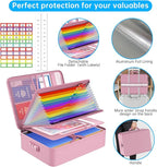 ENGPOW Fireproof File Organizer Bag with 13 Colorful Pockets Accordion File Folder,5200℉ Document Organizer Box with Lock&Lab