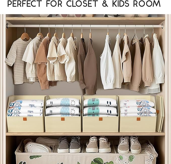 Homsorout Fabric Closet Storage Cubes - 8 Pack Square Storage Bins with Dual Handles for Clothes, Towels, Toys, Cube Storage 