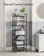 SONGMICS Narrow Shoe Rack, Sturdy 8 Tier Metal Tall Shoe Rack Shelf, Slim Shoe Storage Organizer for Closet Entryway Small Sp